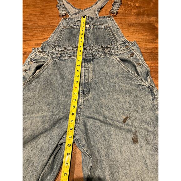 Calvin Klein Jeans Denim Overalls Large 100% Cotton Light Wash Paint Marks VTG - Picture 8 of 12